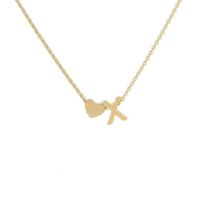 Fashion designer for woman tiny heart love choker gold sier color letter necklace jewelry custom chain_voghion.com
