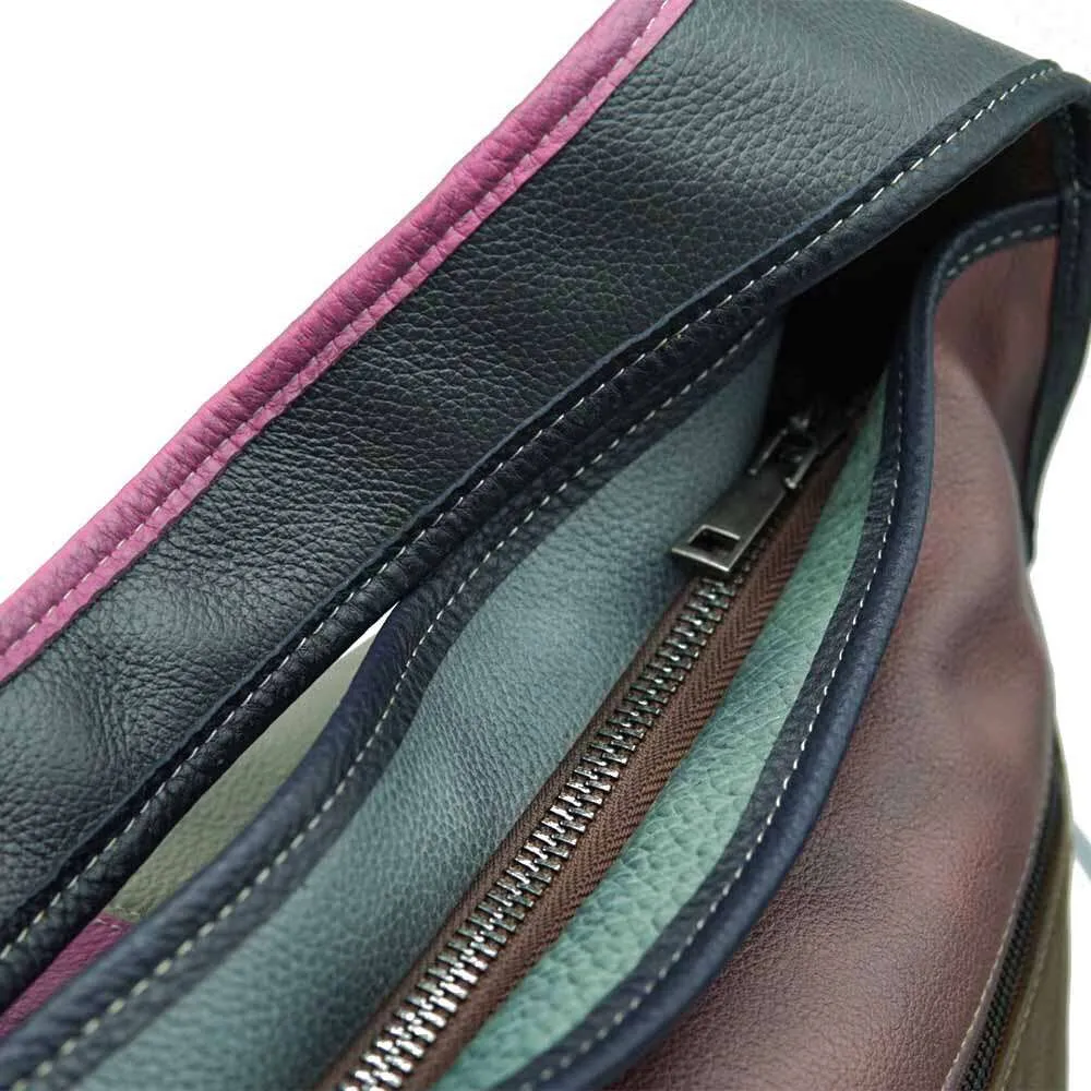 MS Retro Style Genuine Leather Handbag Donna Vacchetta Patchwork Fatto a Mano Spazzola Grande Capacità Hobos Borsa a Tracolla Capiente_voghion.com