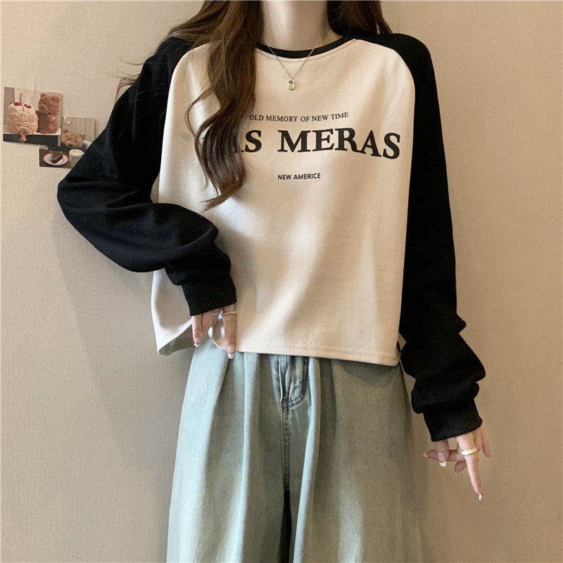 Women's Colour-blocked Raglan Printed Sweatshirt For Spring_voghion.com