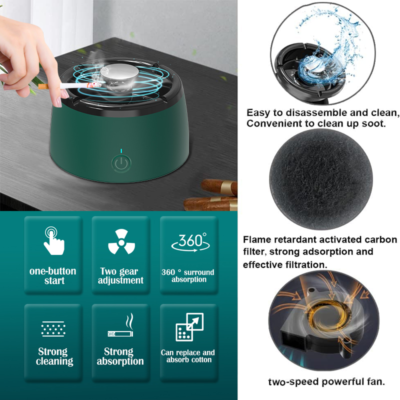 Posacenere con funzione di purificatore d'aria multiuso per filtrare le sigarette rimuovendo l'odore_voghion.com