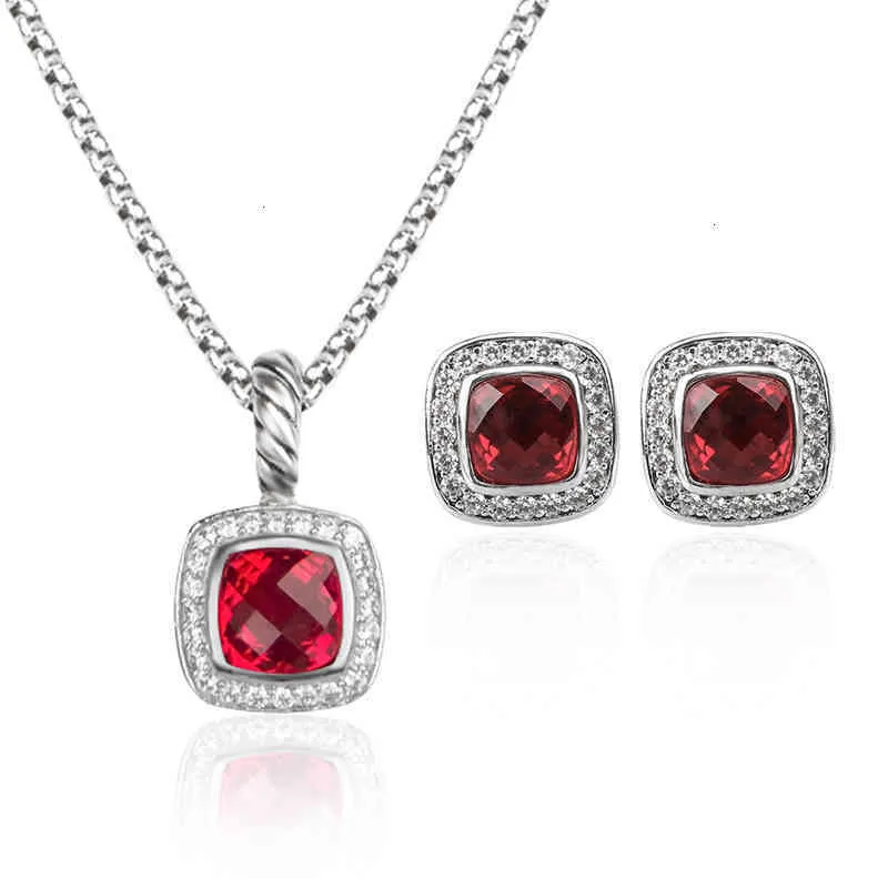 și cercei colier la modă set granat designer bijuterii cu diamante Stud femei nuntă petrecere_voghion.com