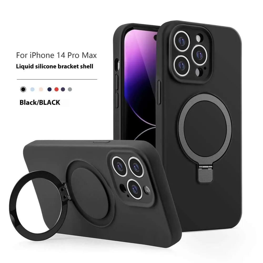 Vloeibare siliconen voor iPhone 15 magnetische standaard mobiele telefoon beschermhoes AP 16 anti-val_voghion.com