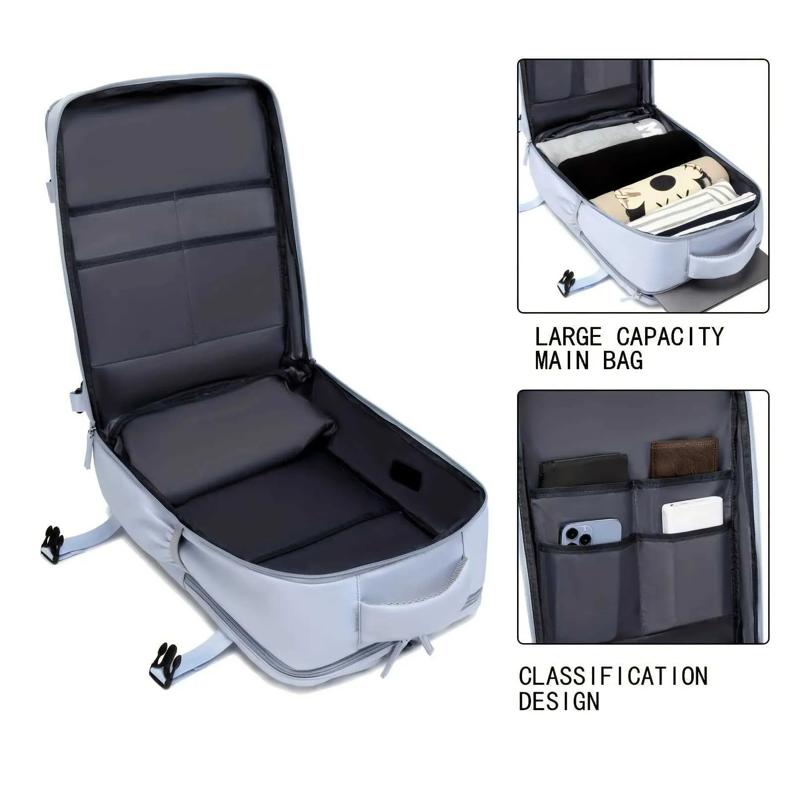 Sac à dos de grande capacité avec compartiment à chaussures en Dacron, sac à dos léger pour ordinateur portable avec port de chargement, mode voyage_voghion.com