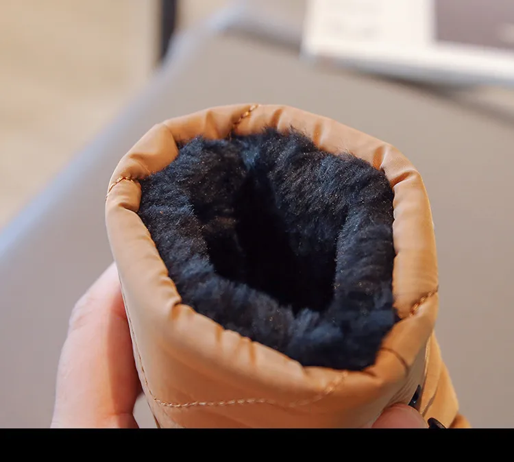 Winter Kids Snow Thick Fur Morden Sewing Elastic Band Children Youth Flat Black Brown Non-slip Cutefeet Warm Boys Girls_voghion.com