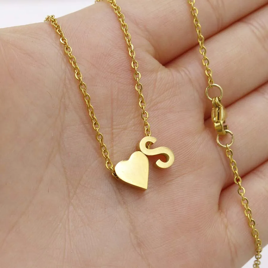 Fashion designer for woman tiny heart love choker gold sier color letter necklace jewelry custom chain_voghion.com