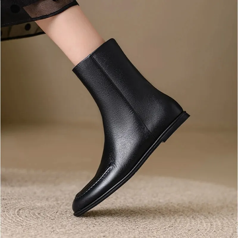 Damen Stiefeletten Aus Echtleder Flache Winter Knight Boots_voghion.com