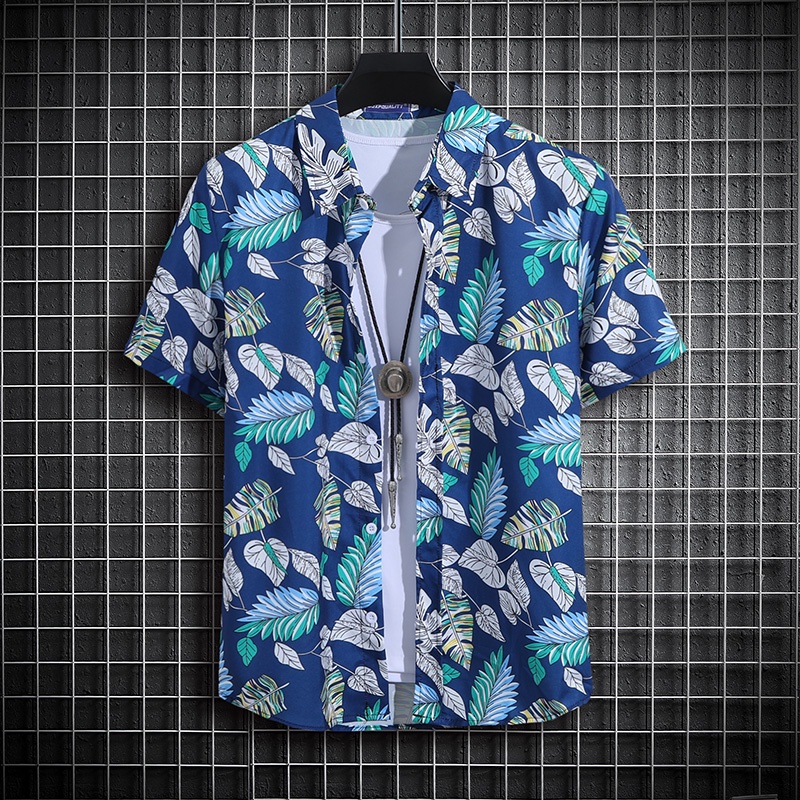 Polo da uomo a maniche corte estive stampate sottili da spiaggia, per uomo, camicia hawaiana_voghion.com