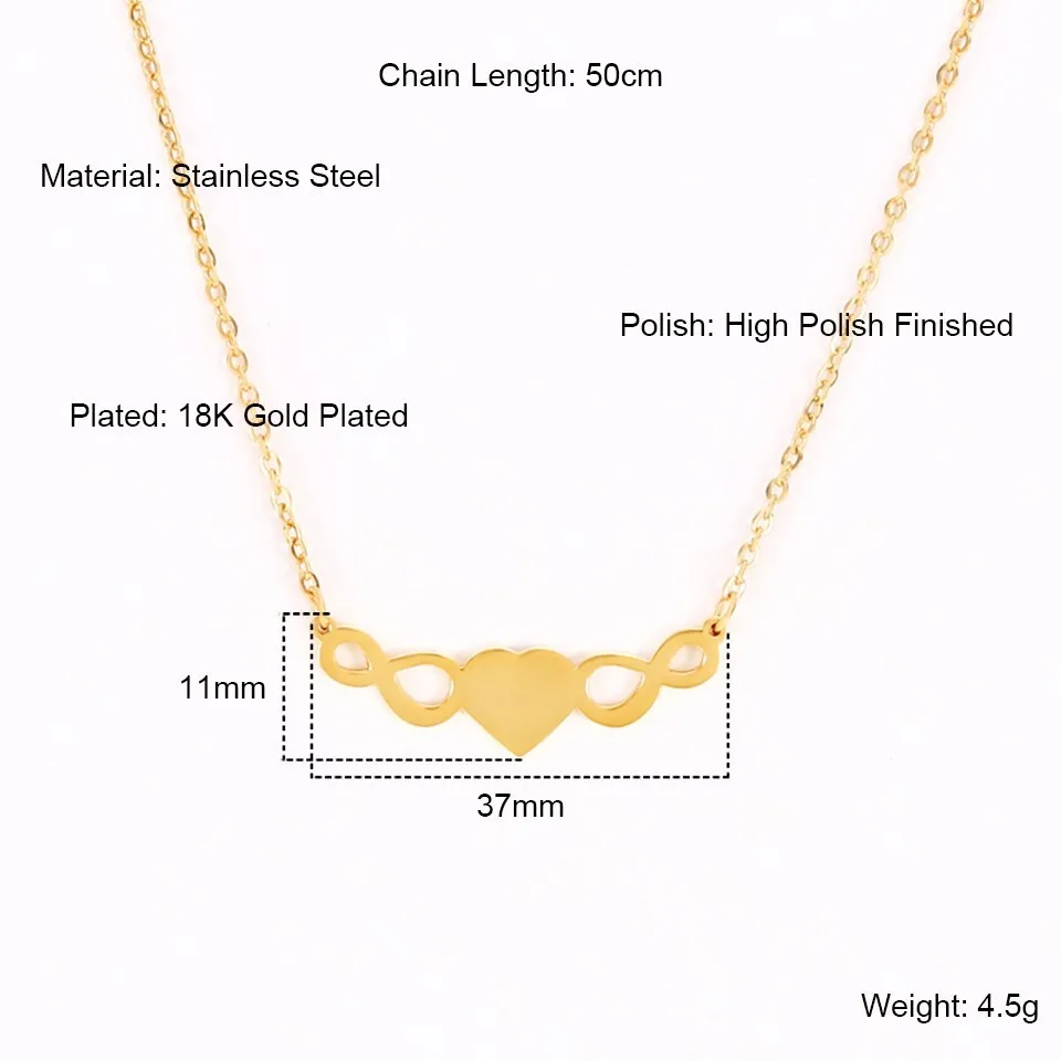 Hjärta infinity halsband i rostfritt stål för damer_voghion.com