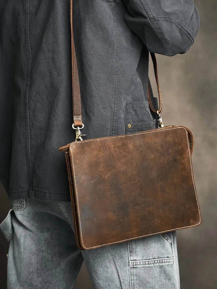 Borsa a mano autentica vintage grande capacità uomo borsa in pelle di vacchetta borsa da viaggio per computer da lavoro 240819_voghion.com