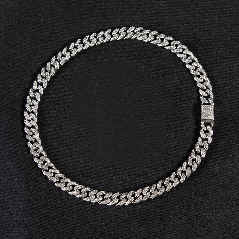 Cuban Link Chain Necklace For Men With Red Diamond Iced Finish_voghion.com