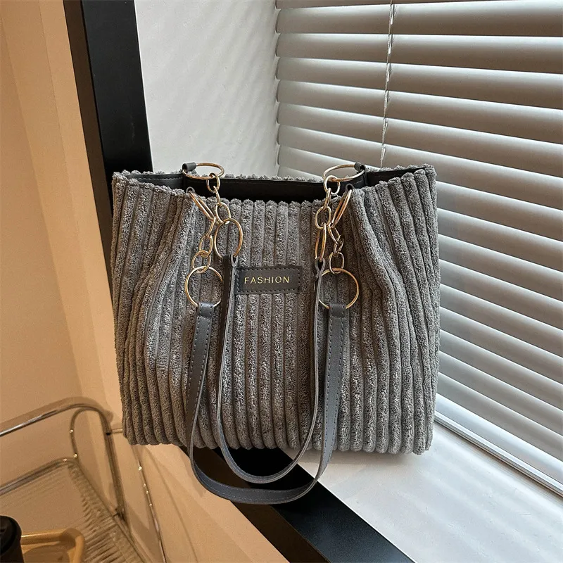 Borse a tracolla in velluto a coste per donna, 2023, nuove borse alla moda coreane, grandi, in tessuto di cotone, da donna, tote shopper_voghion.com