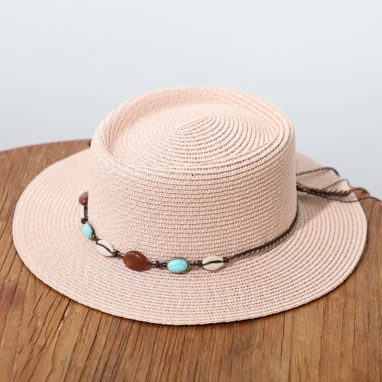 Berets Bohemia Style Summer Flat Top Sun Hat Women Big Head Beach Cap Holiday Sunshade Sunscreen Straw_voghion.com
