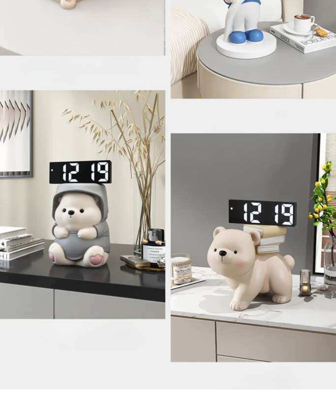 【Merkeanmeldelse 102000+】 Palmetre Kreativ Bjørn Digital Elektronisk Klokke Ornament Stue Entré Kontor Skrivebord_voghion.com