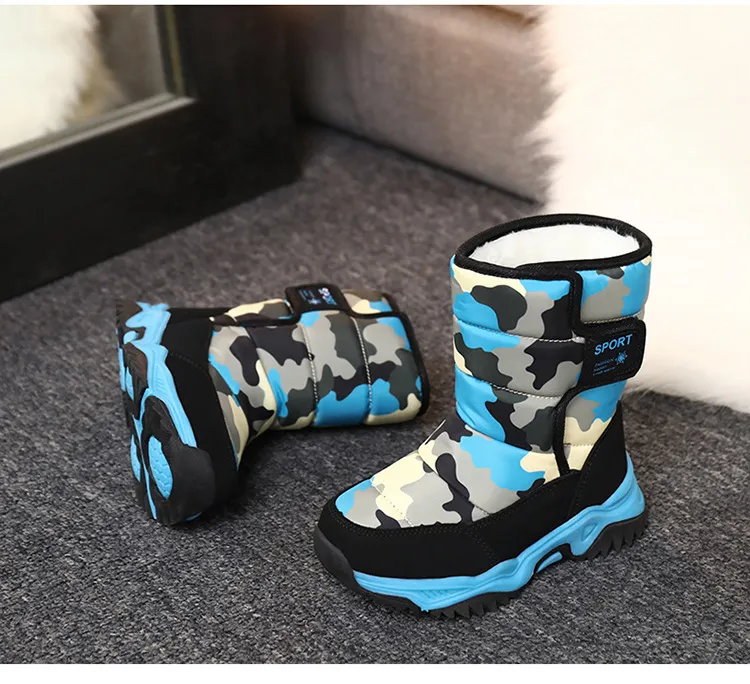 Winter Kids Plush Waterproof Fabric Non-Slip Girls Boys Rubber Sole Toddler Snow Fashion Warm Cutefeet Children Outdoor_voghion.com