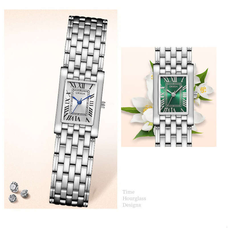 ORSGA Quadratische römische Damen-Kettenarmbanduhr im Live-Streaming-Stil, modische leichte Luxus-Quarzuhr_voghion.com