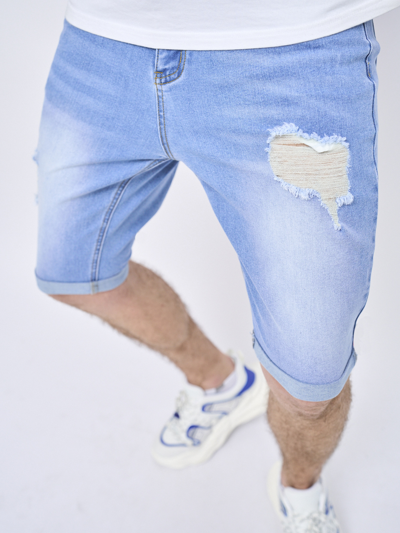 Men's Distressed Denim Shorts Ripped Cargo Style Summer Essential_voghion.com