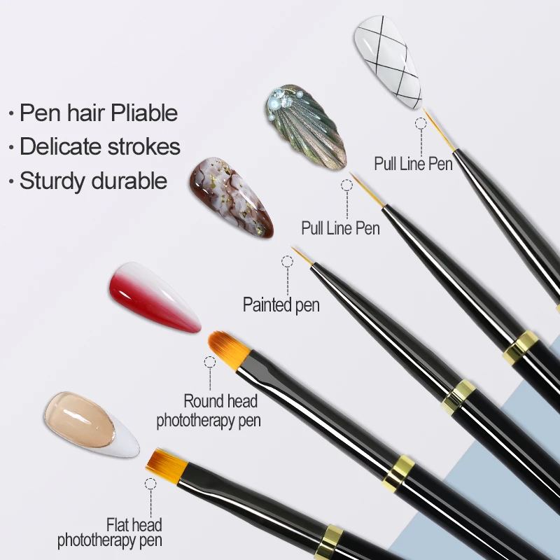 Arte Clavo Nail UV Gel Borstel Franse Streep Liner Pen Manicure Ultradunne Lijn Tekening Nail Art Acryl UV gel Polish Dot Borstels_voghion.com