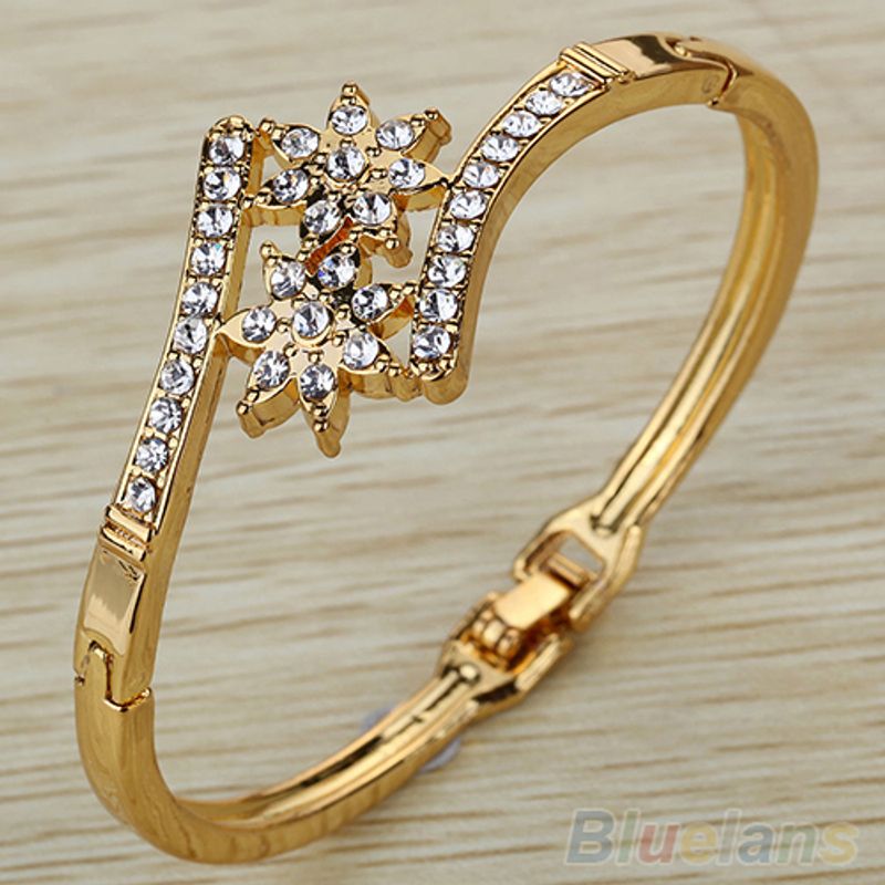 Shuosbai Women\'s Fashion Inlaid Rhie Symmetrical wer Cuff Bangle Bracelet_voghion.com