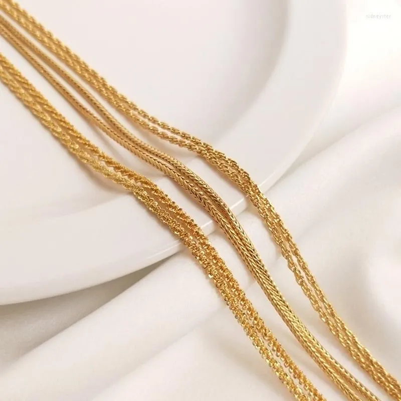 Chaînes plaquées or véritable, rétention de couleur, 60 cm de long, collier, accessoires de fabrication de bijoux, accessoires de bijouterie_voghion.com