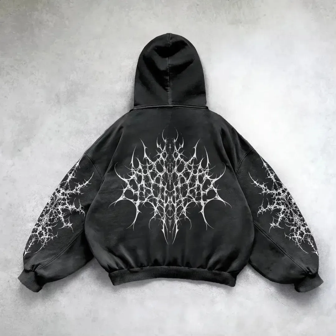 Y2k Vintage Fashion Print Zip Up Hoodies Haruku Hip Hop Long Sleeve Coats Loose Hooded Sweatshirt Men And Women_voghion.com