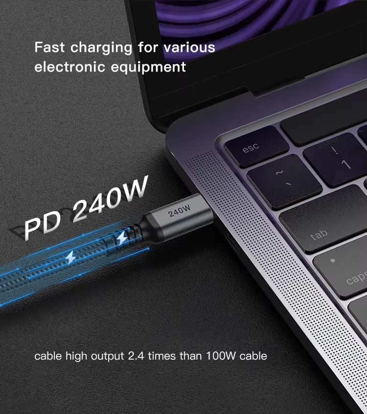 Wholesale 2M 3M USB 2.0 48V 5A Type C Usb Fast Charging Cable Data Cables For Iphones 15 Pro Max To Android_voghion.com