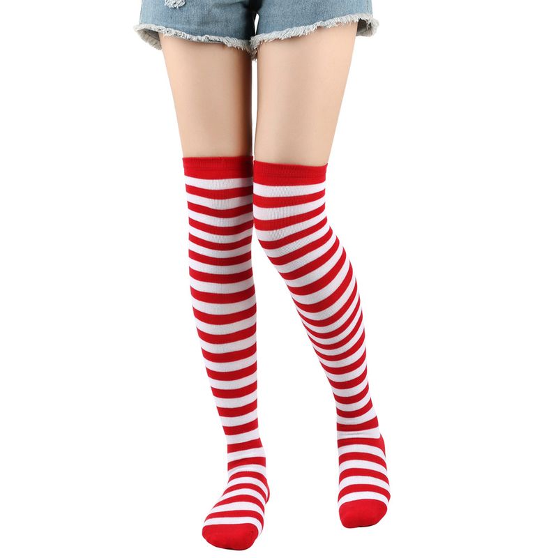 Christmas Knitted Striped Thigh Over Knee COS Anime Party Long Socks Women_voghion.com