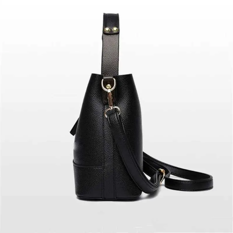 Borsa a secchiello in pelle da donna, elegante, con manico superiore, comoda tracolla, design alla moda, borsa a mano, tracolla_voghion.com