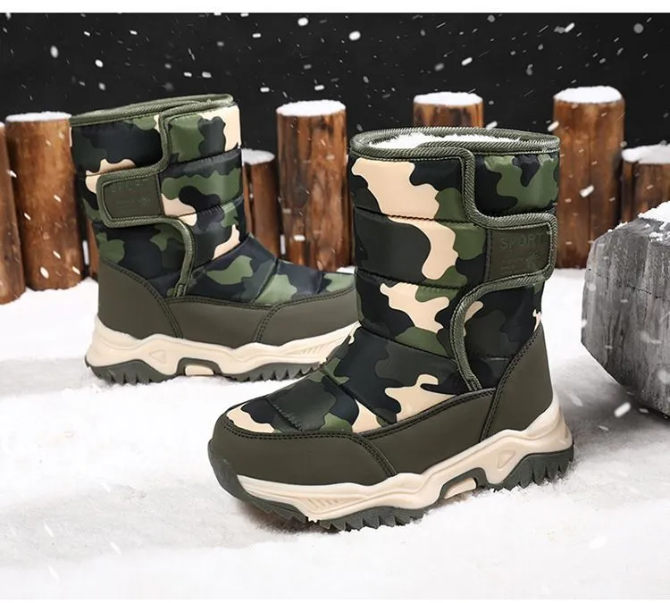 Winter Kids Plush Waterproof Fabric Non-Slip Girls Boys Rubber Sole Toddler Snow Fashion Warm Cutefeet Children Outdoor_voghion.com