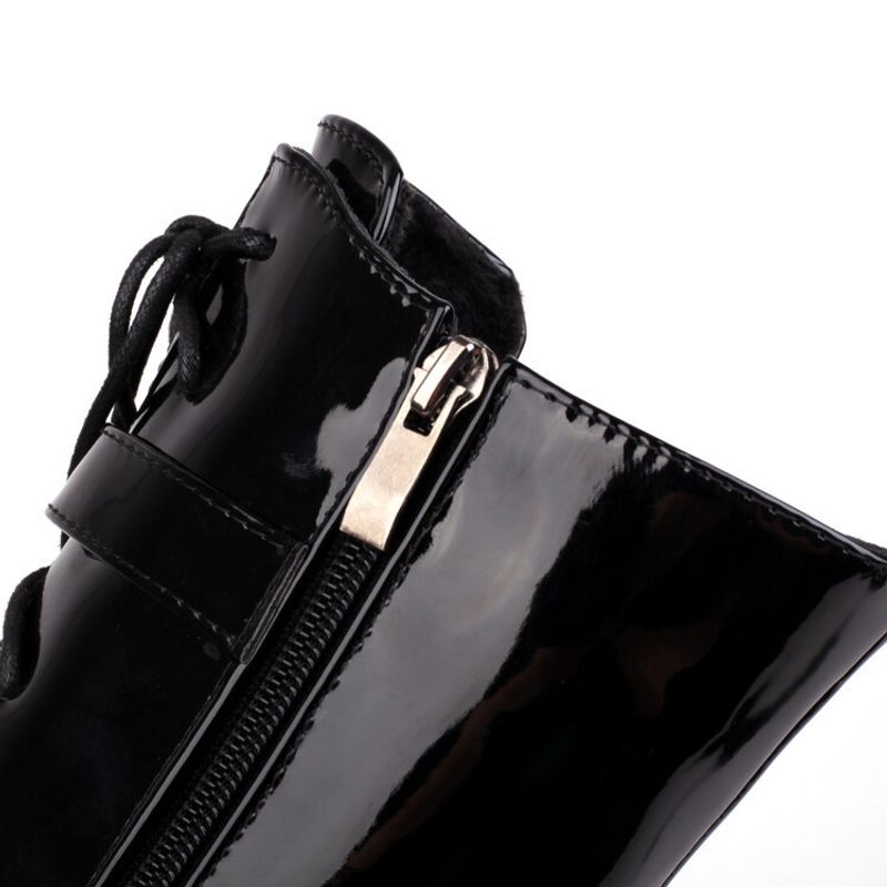 Damenstiefel mit hohen Absätzen und mittelhohen Absätzen im Punk-Street-Stil mit quadratischen Metallverschlüssen_voghion.com