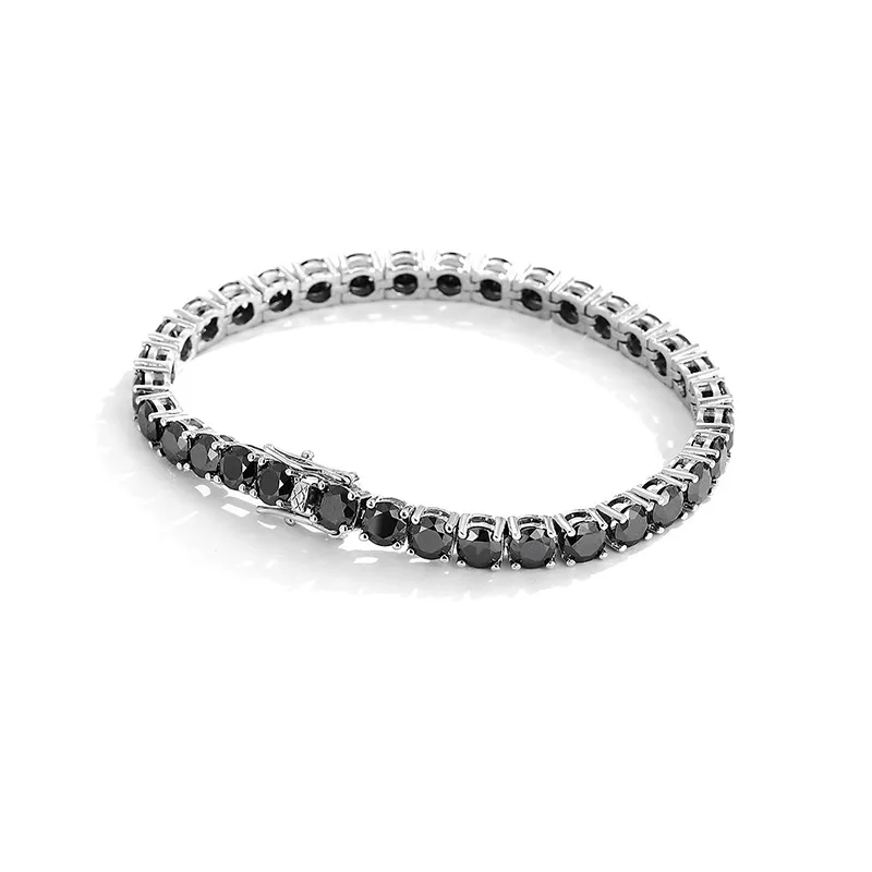 Glory Pace Black Diamond Moissanite Tennis Bracelet Silver 925_voghion.com