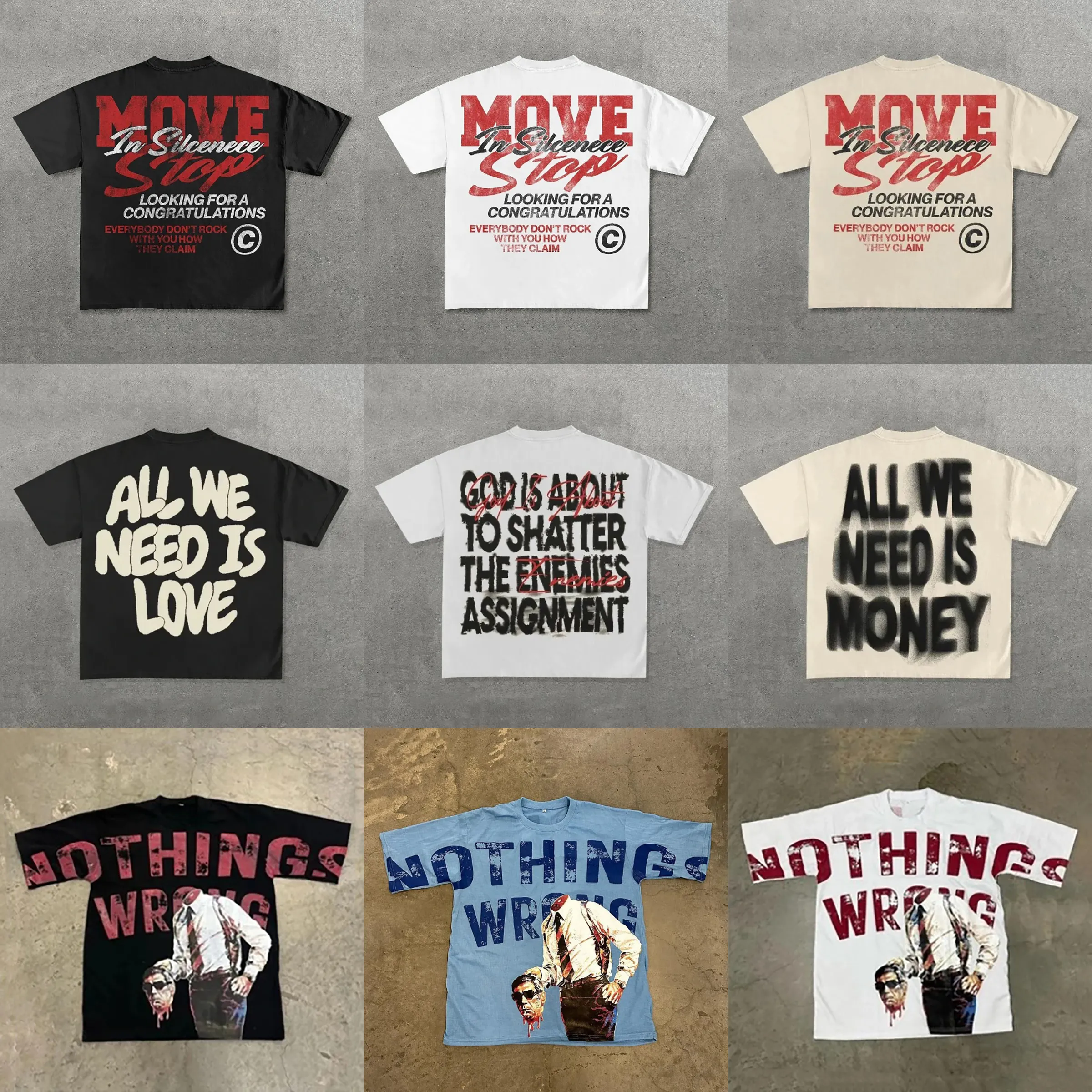Men's T-shirt Letter Graphic Print Summer Quality Cotton Tee Men and Women High Street Vintage Short Sleeve Y2k Shirts_voghion.com