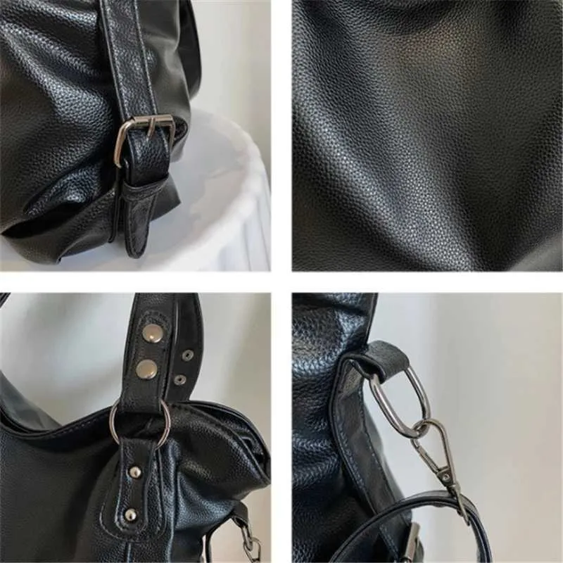 Designer-Tasche, große Kapazität, schwarze Schultertasche, geeignet für Frauen, große Einkaufstasche, einfarbig, weiches Leder, Umhängetasche_voghion.com