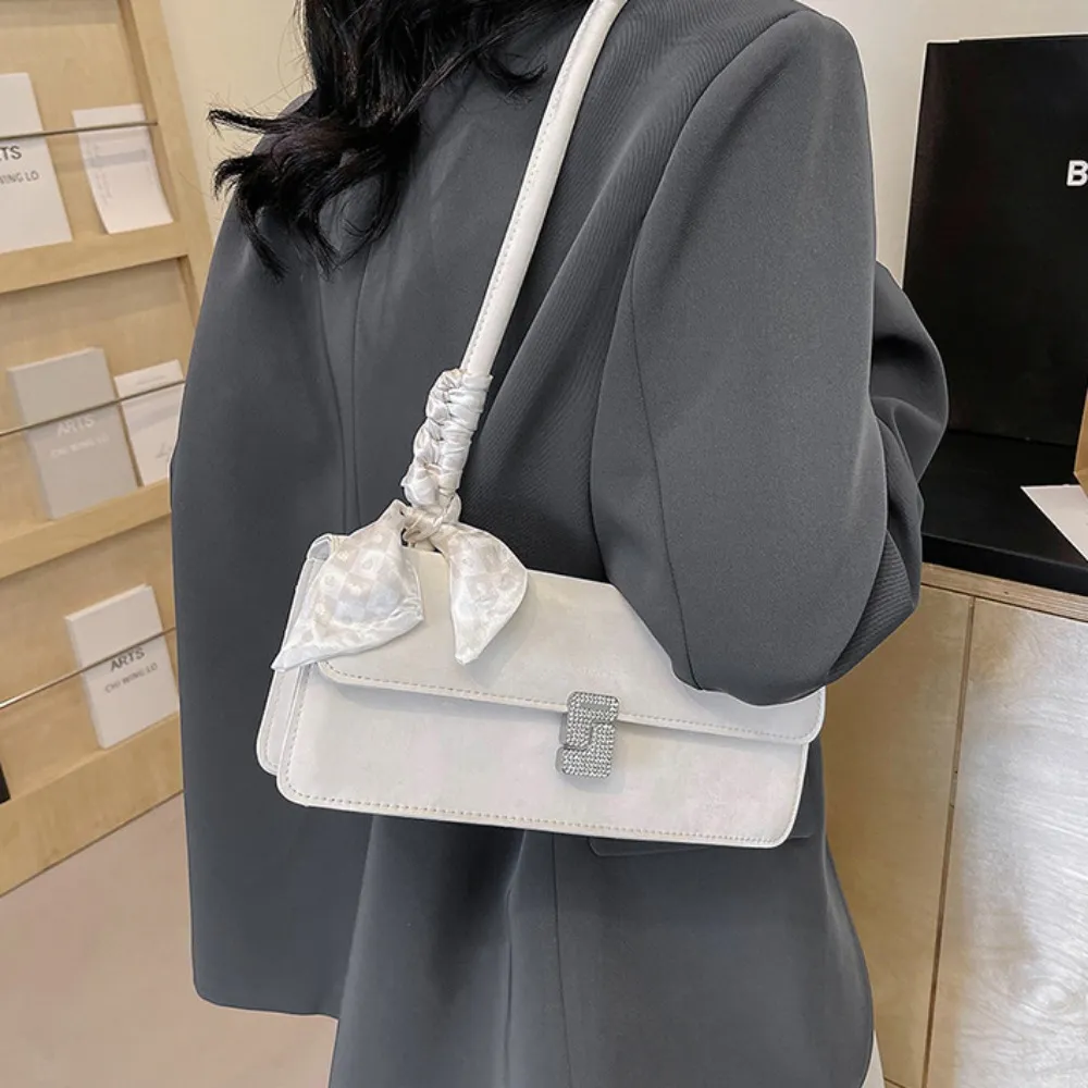 Retro Silk Scarf Lady Shoulder Underarm Casual Commuting Handbag Minimalist Business Women's Banquet Bag_voghion.com