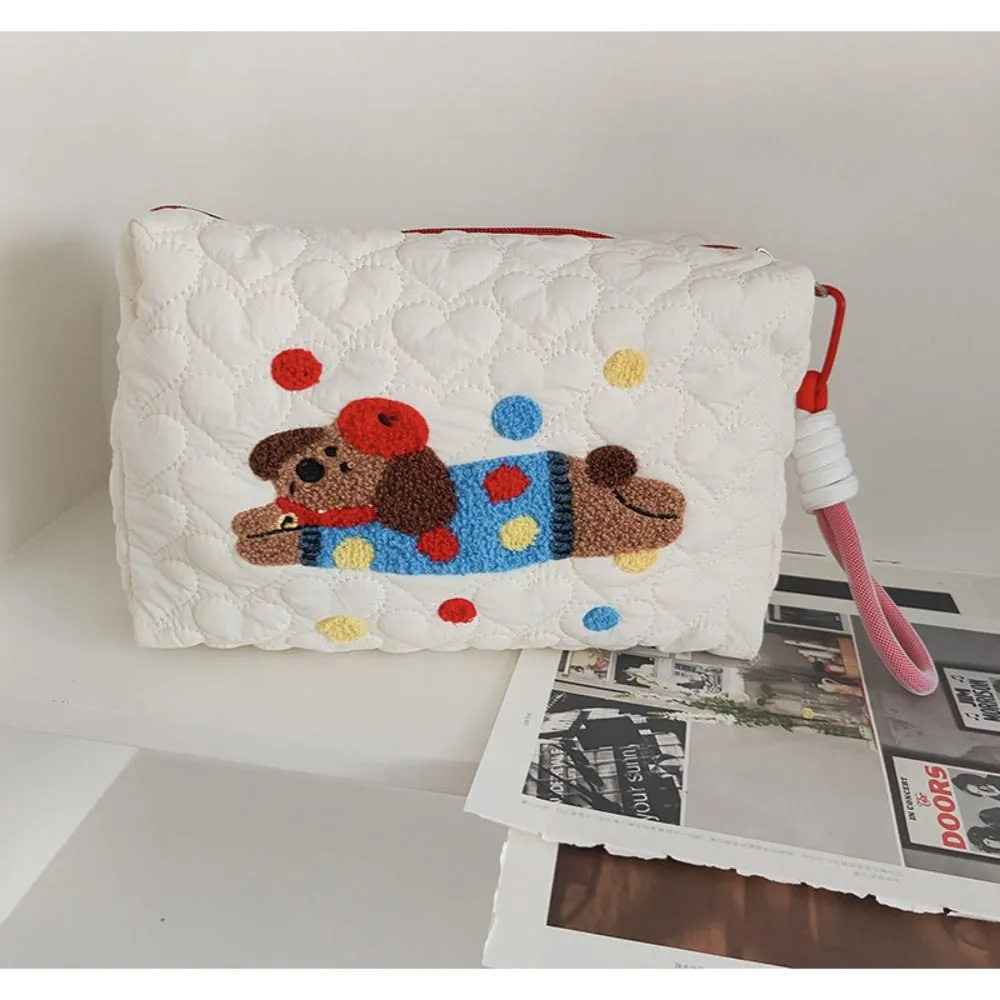 Cute Cartoon Print Makeup Cotton Large Capacity Storage Bag Cosmetic Organizer Pencil Case Toiletry Handbag_voghion.com