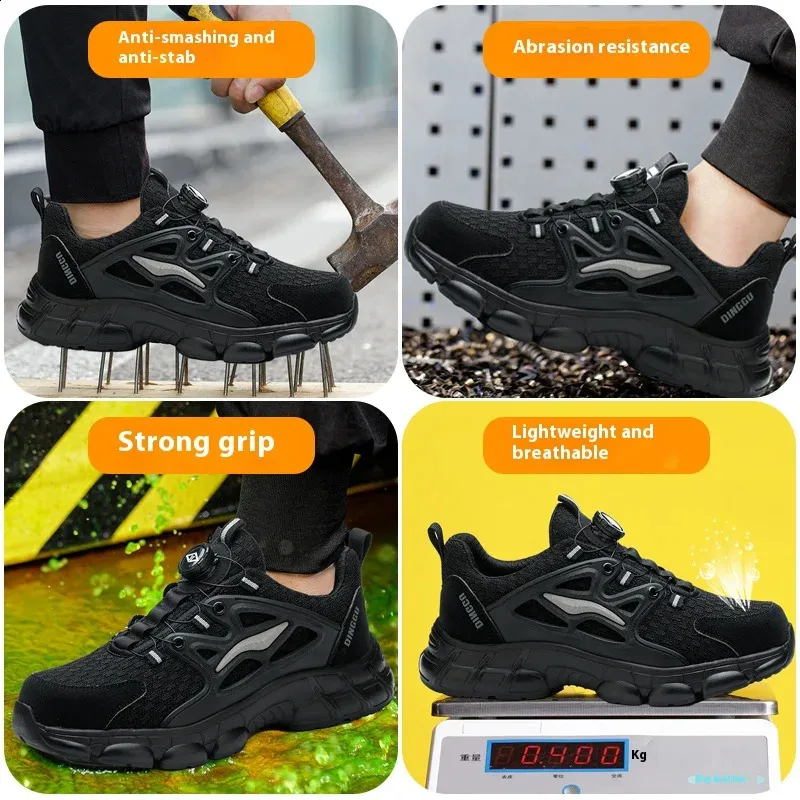 Rotating Button Mens Womens Steel Toe Plus Size 47 48 Work Sports Shoes Protective Safety Boots 250226_voghion.com