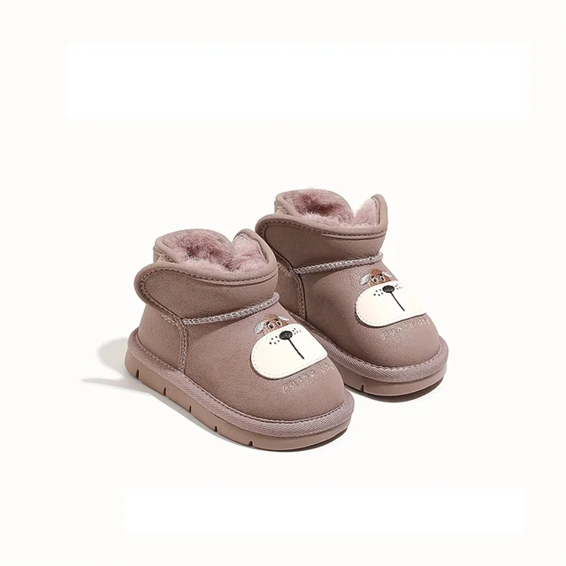 2024 New Winter Baby Snow Leather Warm Plush Infant Shoes Cute Hair Ball Soft Sole Fashion Toddler Girls Boots 16-25_voghion.com
