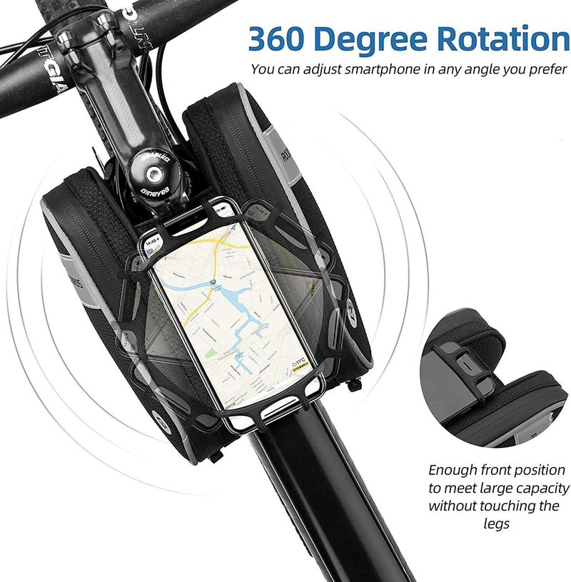 ROCKBROS Mobile Bicycle Frame Bag With Holder 360°Rotatable For Cell Phone 6.5"_voghion.com