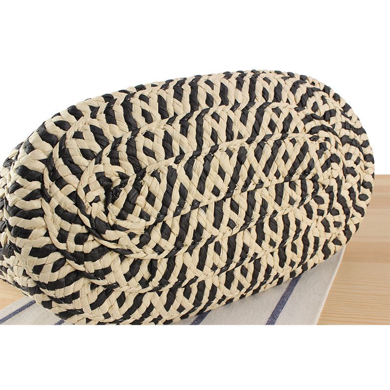 Nuova corda di carta bicolore intrecciata per pendolarismo alla moda, grande capacità, borsa a tracolla per verdure, secchiello per l'acqua_voghion.com