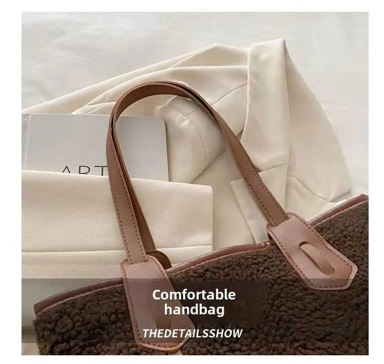 Sac fourre-tout polyvalent en peluche à la mode pour femmes, nouvelle collection, sac à main, couleur unie, décontracté, tempérament généreux_voghion.com