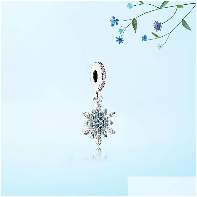 Charms Sterling Silber Kristall Schnee Anhänger Einzelhandel Box Europäische Perlenarmband Halskette Schmuckherstellung Drop Lieferung_voghion.com