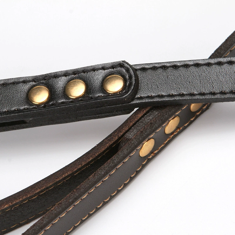 Leather Dog Leash Heavy Duty Puppy Training Lead Comfortable_voghion.com