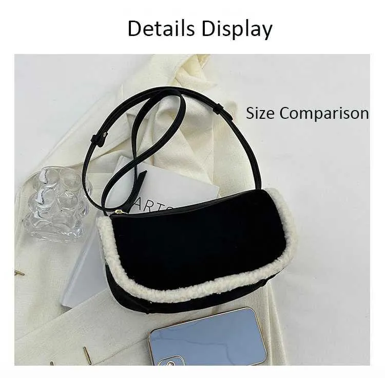Women Retro Suede Crossbody Solid Patch Lamb Fleece Casual Shoulder Bags Female Commute All-match Messenger Pillow_voghion.com