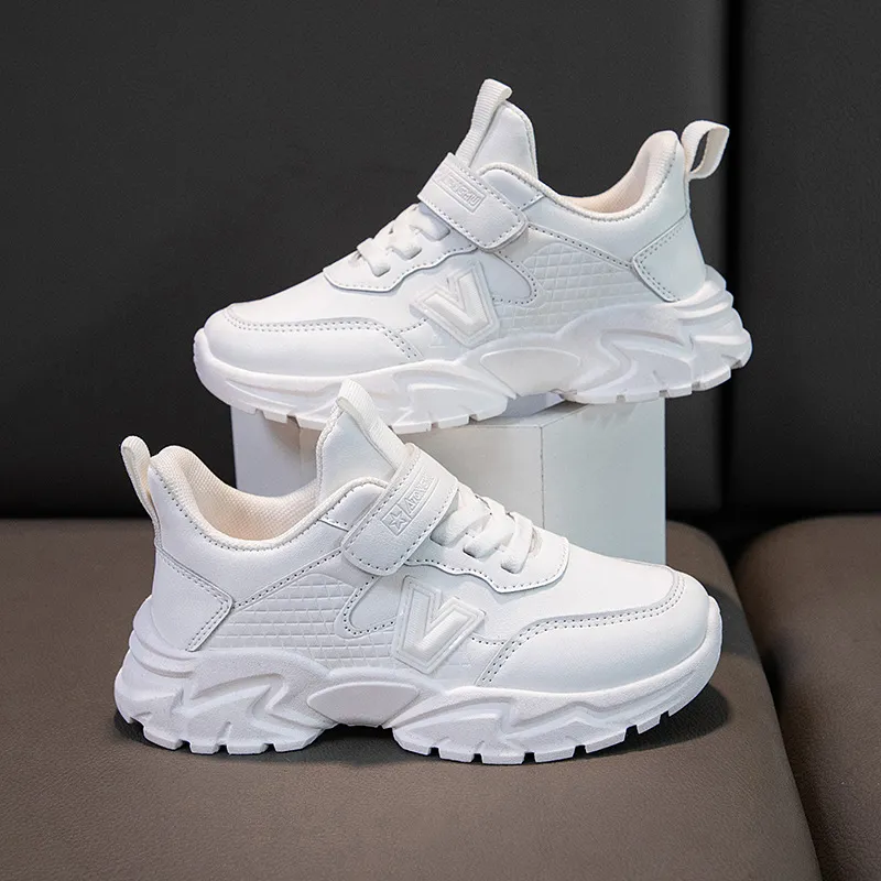 Chaussures de sport en cuir noir pour jeunes garçons et filles Campus Outdoor Kids Baskets légères Happysteps Classic White_voghion.com