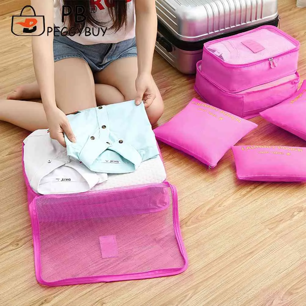 6pcs/set Travel Cases Thickening Lage Storage Bag Waterproof Foldable Space Saving For Family Vacation Skiing Camping_voghion.com