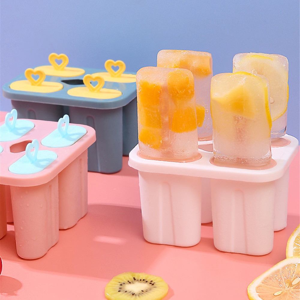 Four-compartment Home Making Popsicles Frozen Ice Lattice Summer Ice Cream Mold Reusable Homemade Ice Box Kitchen Ice Cream Tool_voghion.com