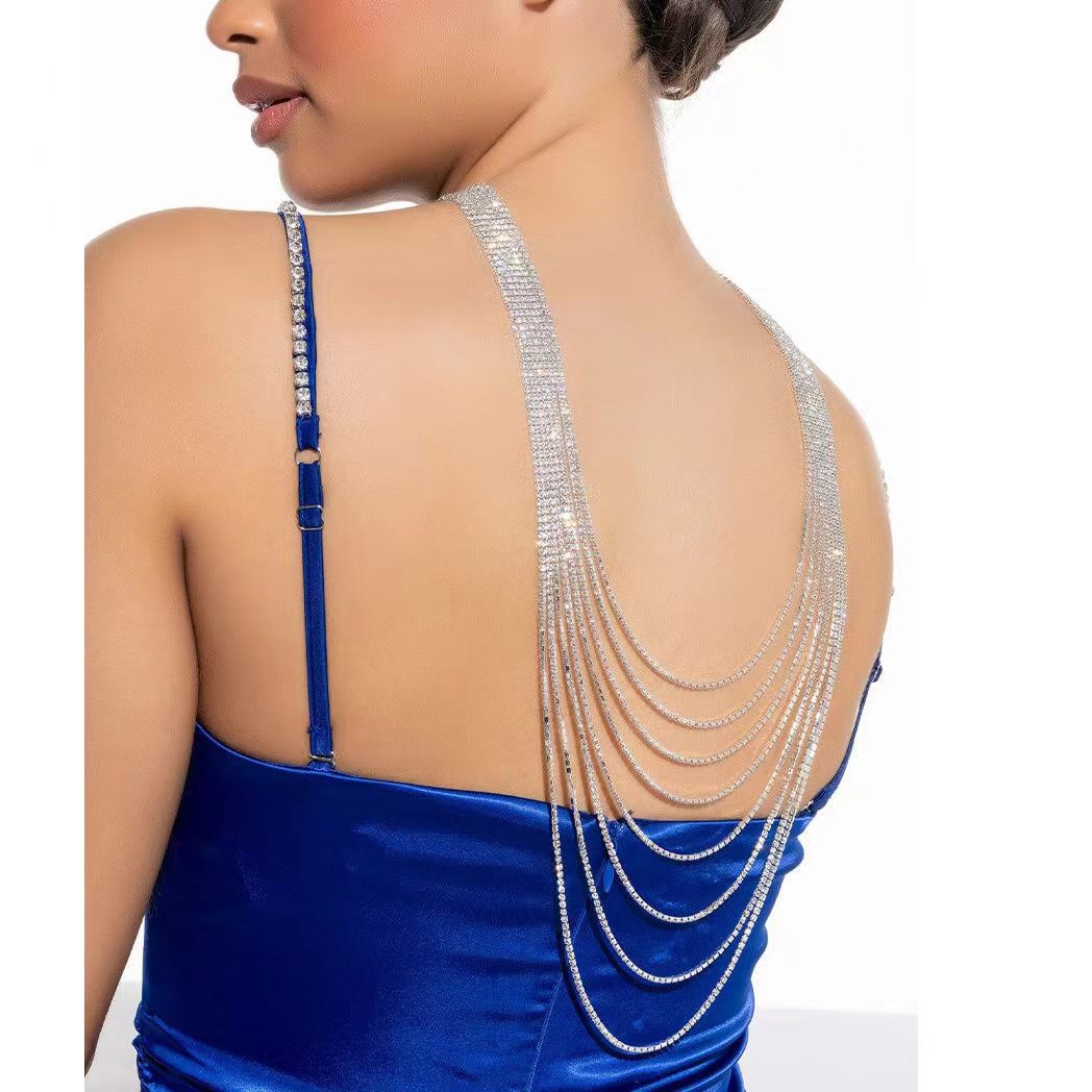 Rhinestone multi-layer tassel back sexy fashion neck body accessories Back chain