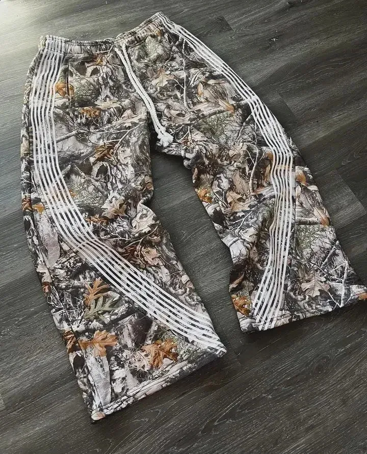 Y2k Embroidered Gray Casual Pants Camo Tactical Functional Mens Womens Premium Jogging Drawstring Sweatpants 240910_voghion.com