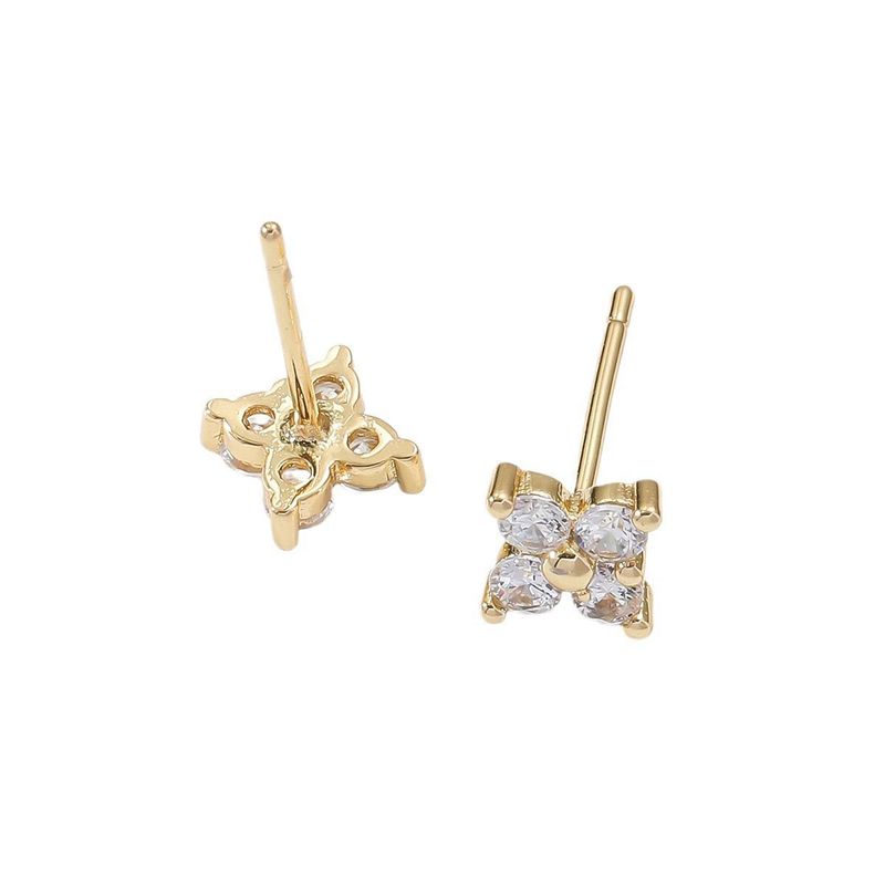 Light Style Zircon Lucky Four Leaf Clover Mini Exquisite Earrings Popular Jewelry_voghion.com
