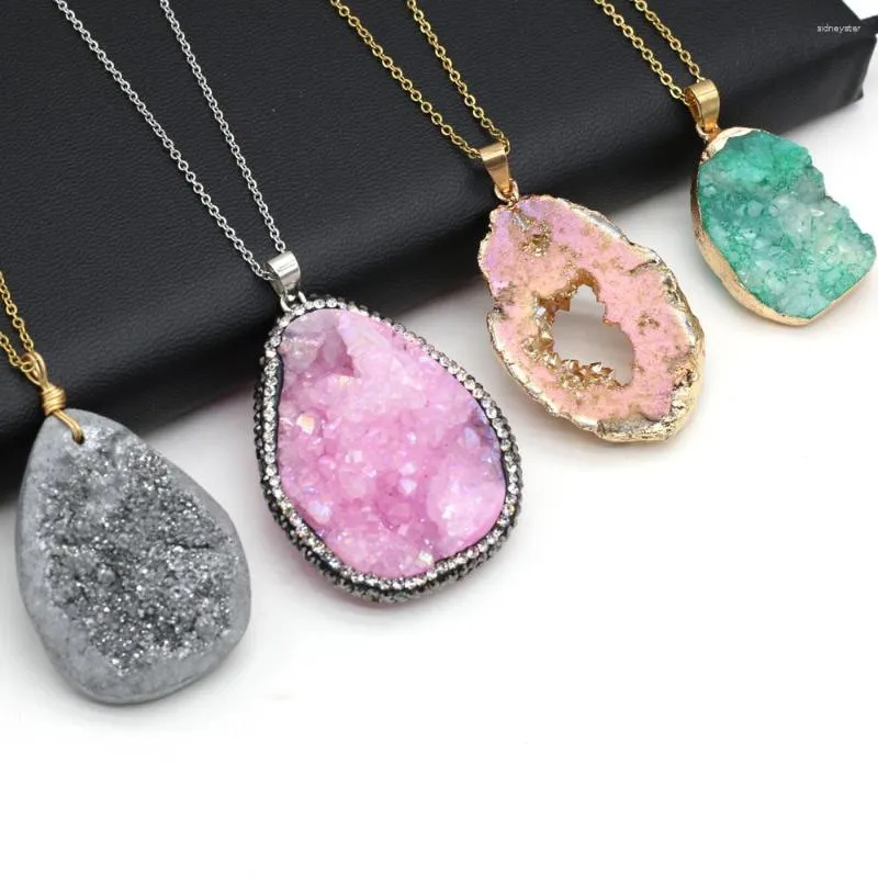 Collane con ciondolo in pietra naturale, agata, cristallo, gemma, collana irregolare all'ingrosso, 3 pezzi per la creazione di gioielli, accessori fai da te_voghion.com