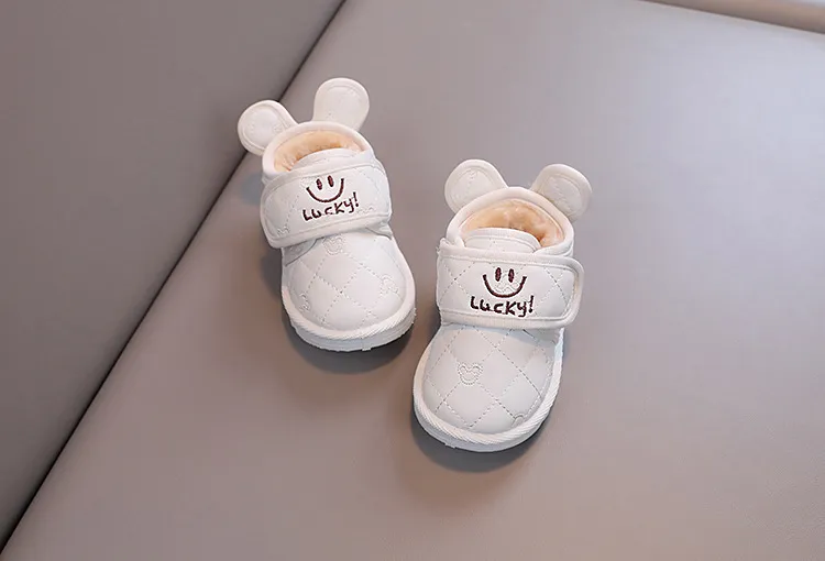 Stivali da neve invernali caldi e antiscivolo per bambini e bambine, con velcro, Happysteps, scarpe con cartoni animati e conigli, taglie da 1 a 6 anni_voghion.com